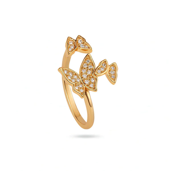Charming Gold Plated Adjustable Butterfly Ring