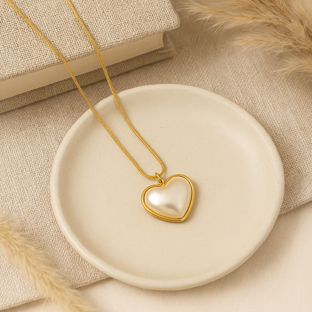 18K Gold Plated Heart Pendant Necklace in Stainless Steel