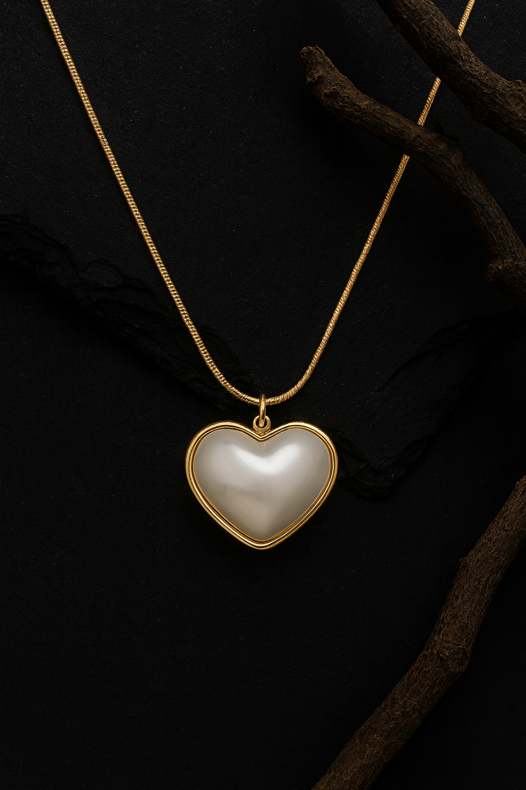18K Gold Plated Heart Pendant Necklace in Stainless Steel