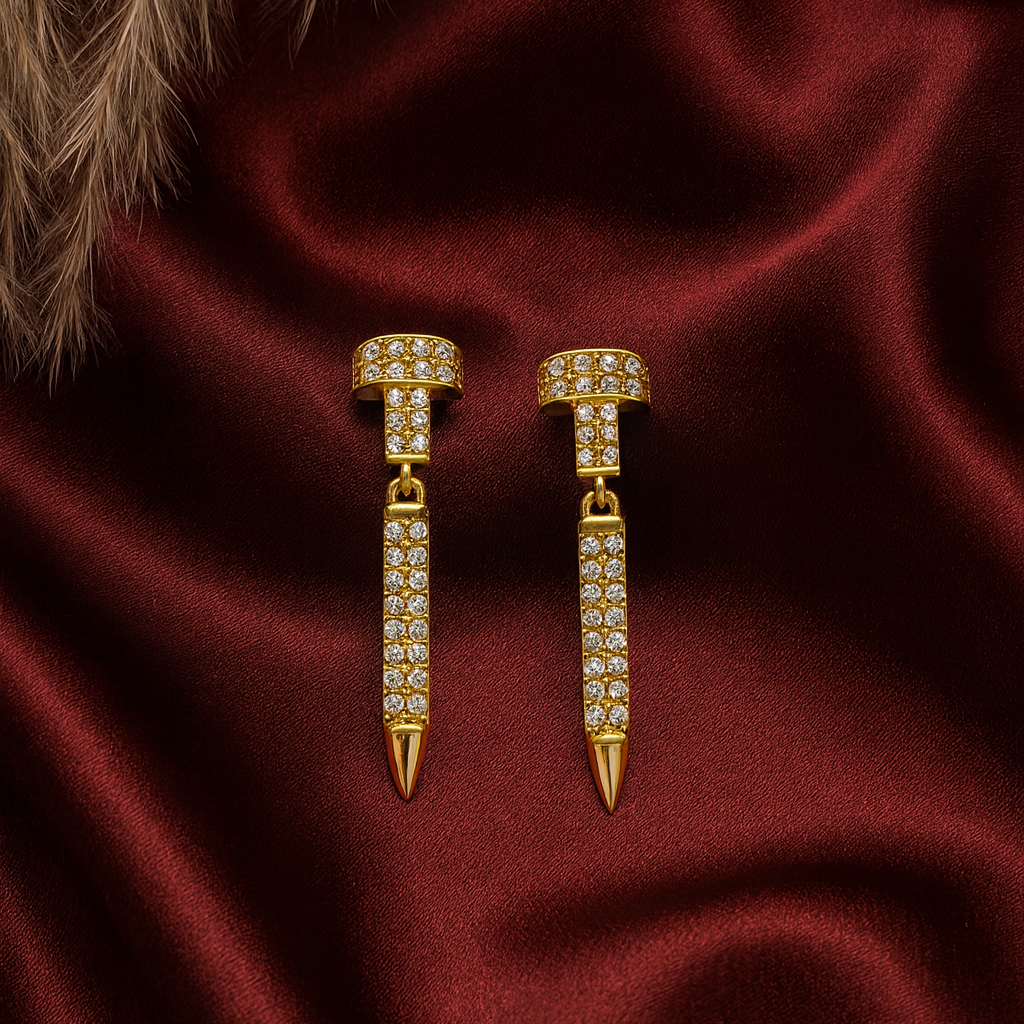 💎 Sparkling Nail Design Gold Drop Earrings 💎