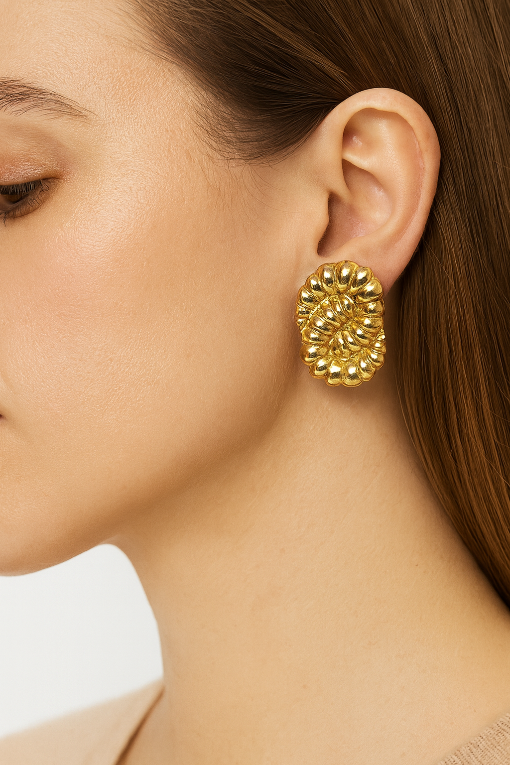 Bold Spiral Gold-Toned Stud Earrings
