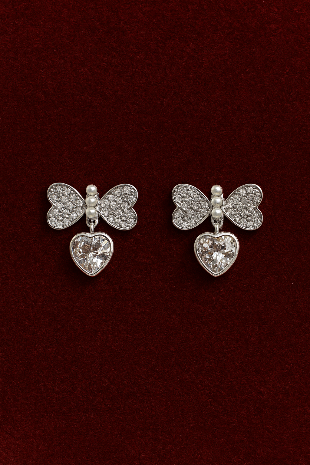 Dazzling Heart-Drop Tassel Earrings