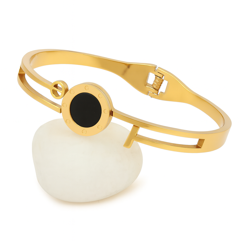 Sophisticated Black Enamel Statement Bracelet