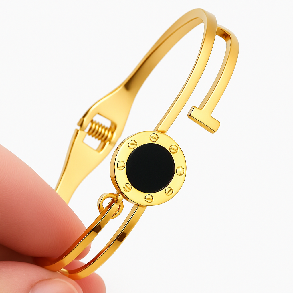 Sophisticated Black Enamel Statement Bracelet
