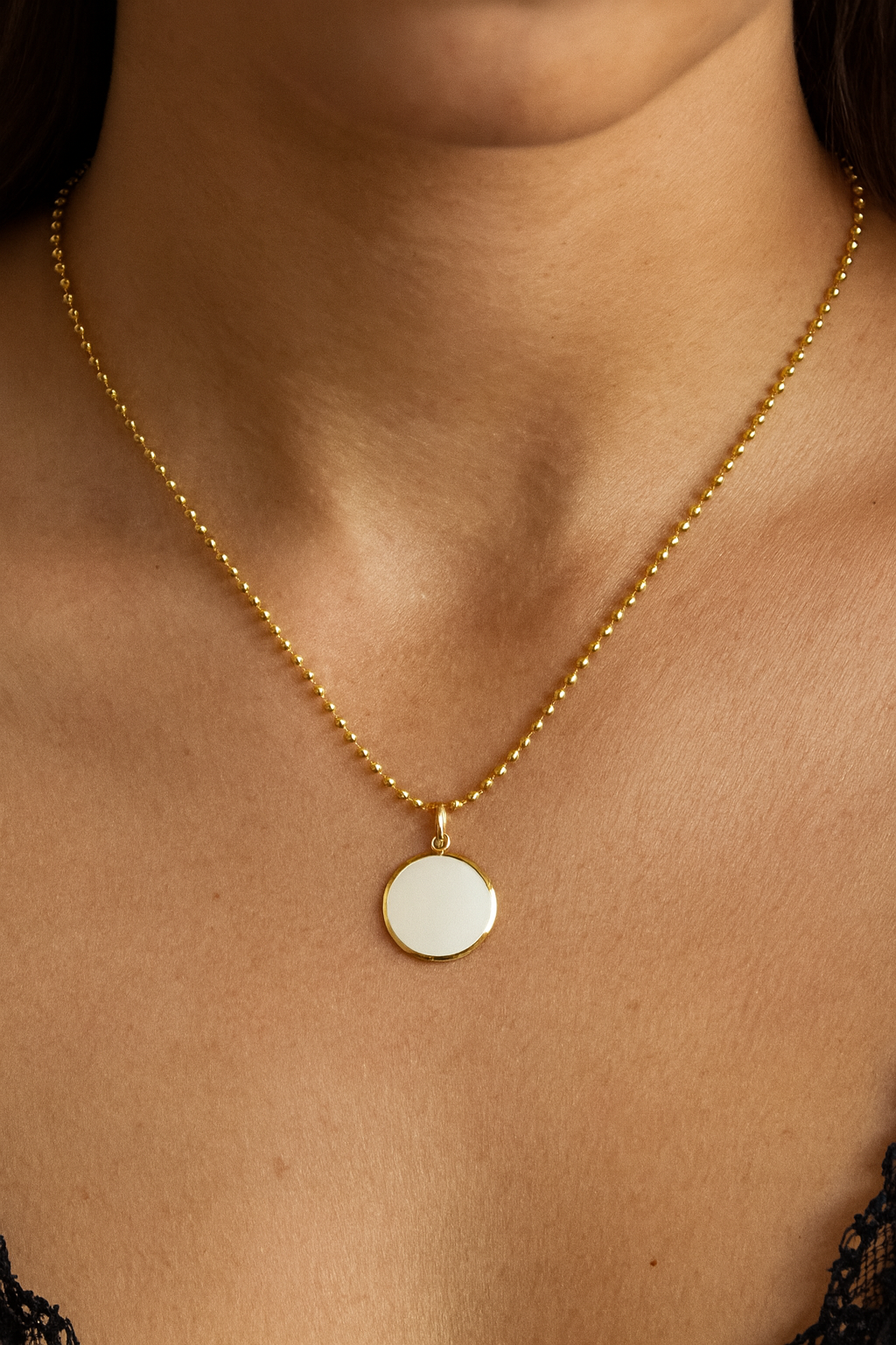 Round White Enamel Statement pendant
