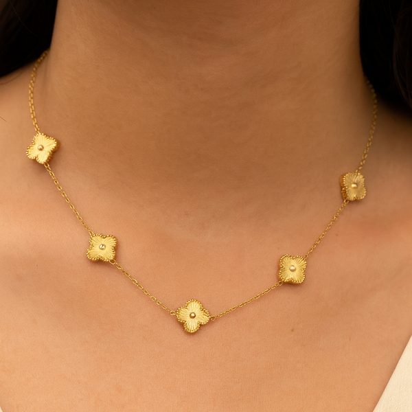 Elegant Gold Floral Motif Necklace