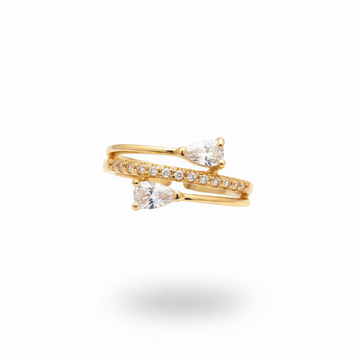 Elegant Dual Pear Bypass Ring