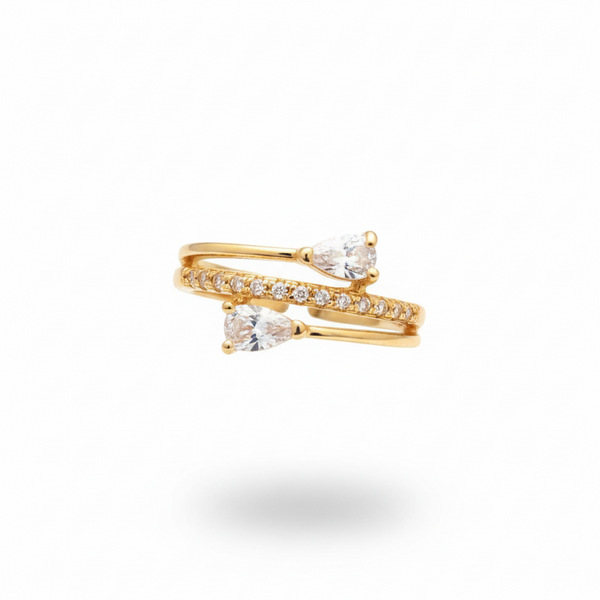 Elegant Dual Pear Bypass Ring