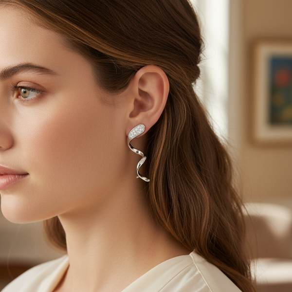 Twirl Elegance CZ Spiral Earrings