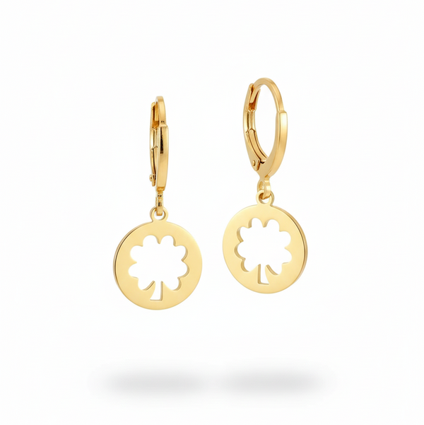 Golden Clover Charm Earrings