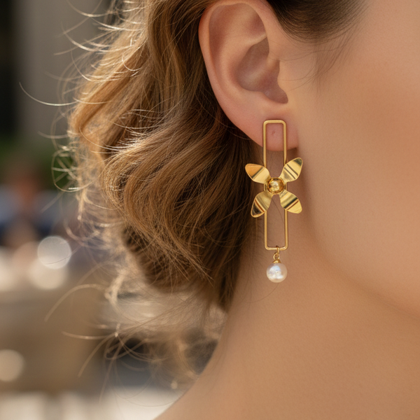 Golden Bloom Drop Earrings
