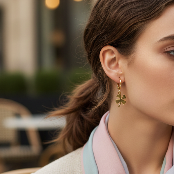 Gold Four-Leaf Clover Earrings