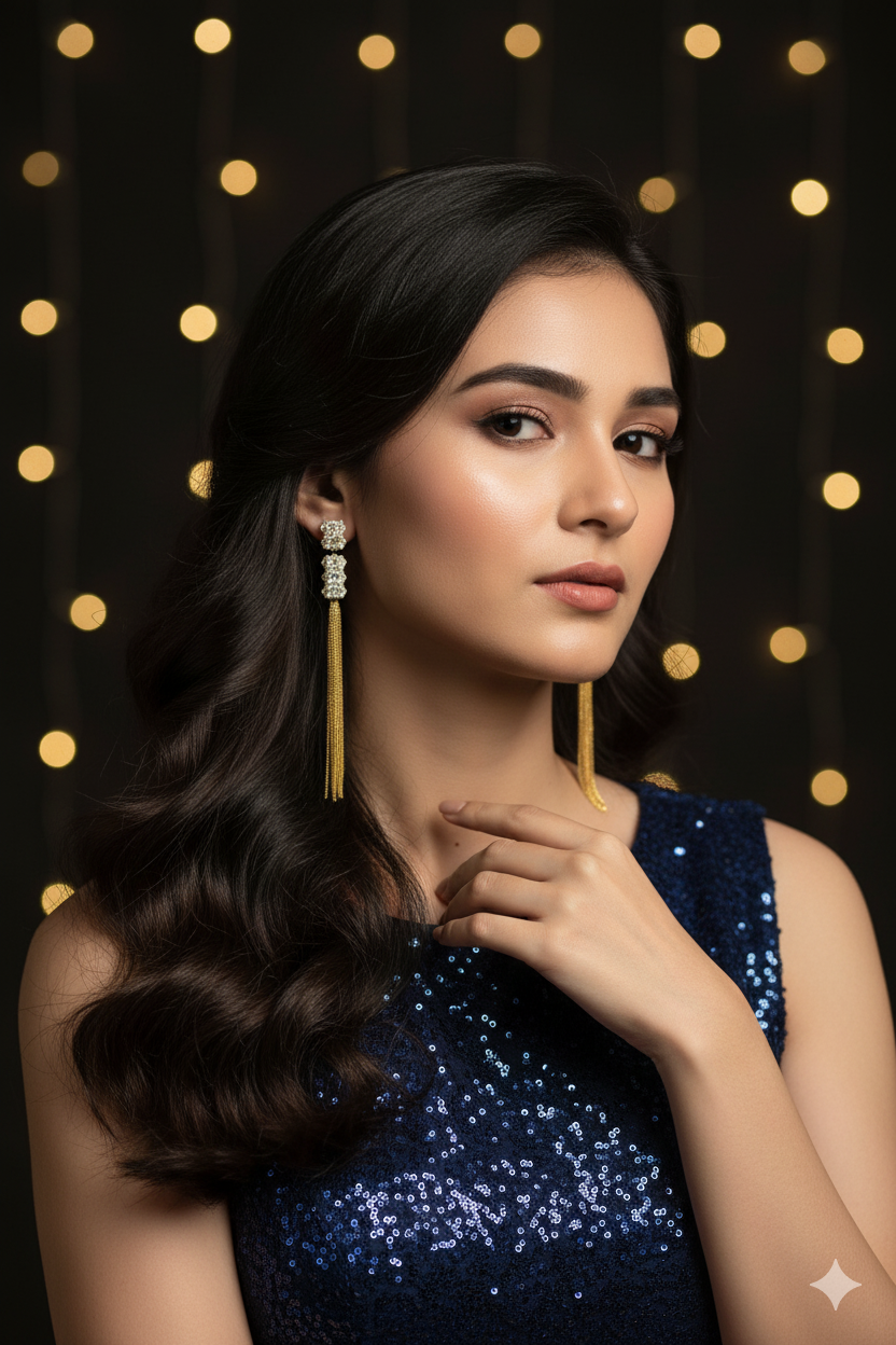 Dazzling Tassel Drop Earrings with CZ Stones