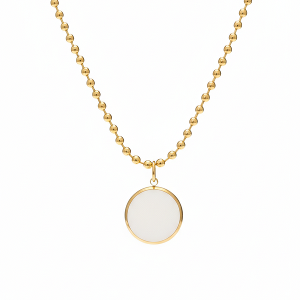 Round White Enamel Statement pendant