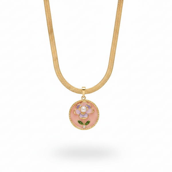 Elegant Floral Enamel Pendant