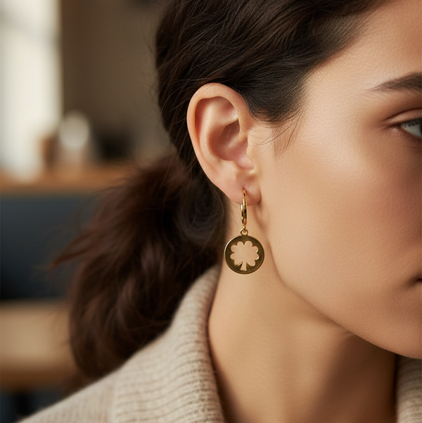 Golden Clover Charm Earrings