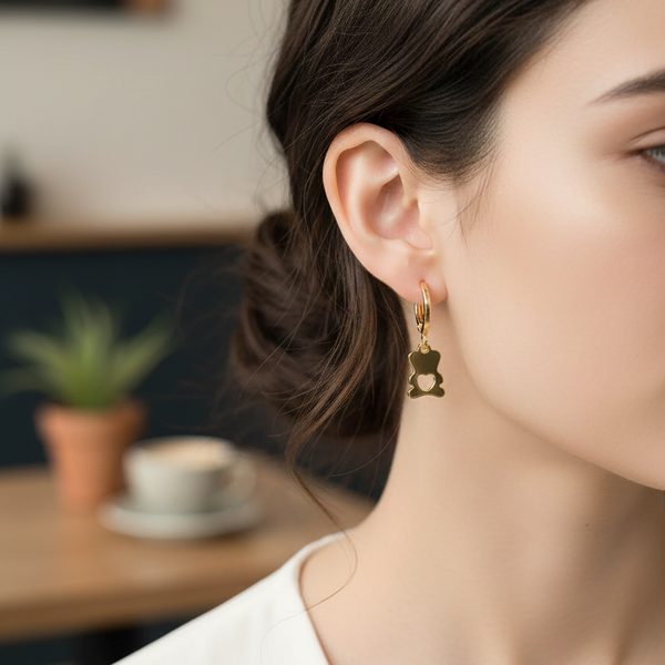 Teddy Bear Hoop Earrings