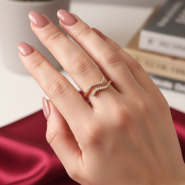 Crystal Crest Curve Ring