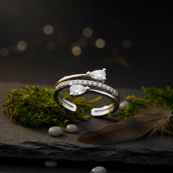 Elegant Dual Pear Bypass Ring