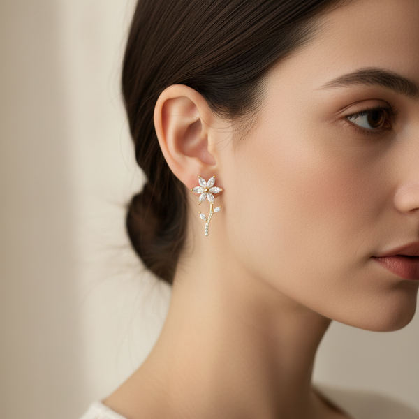 Crystal Petal Flower Earrings