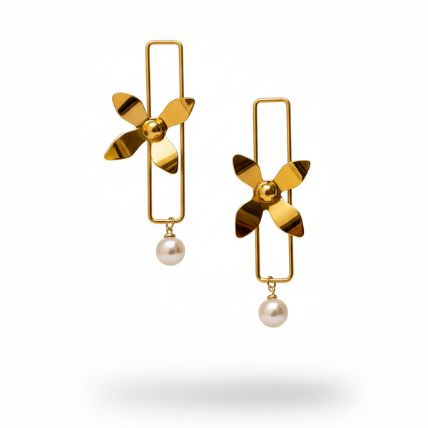 Golden Bloom Drop Earrings