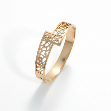 Golden Hour Geometric Cuff Bangle