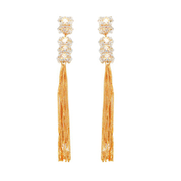 Dazzling Tassel Drop Earrings with CZ Stones Anniversary special
