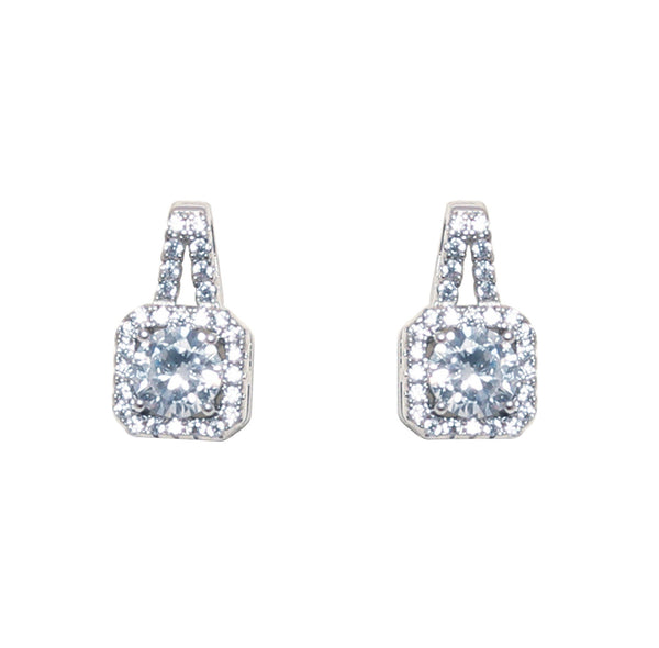 ✨ Elegant Square Halo CZ Earrings