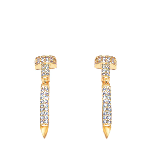 💎 Sparkling Nail Design Gold Drop Earrings 💎