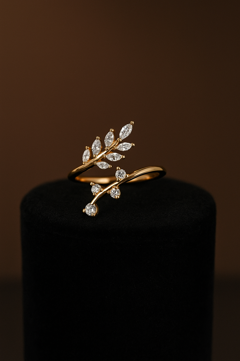 Graceful Gold Plated Adjustable Leaf Vine Ring