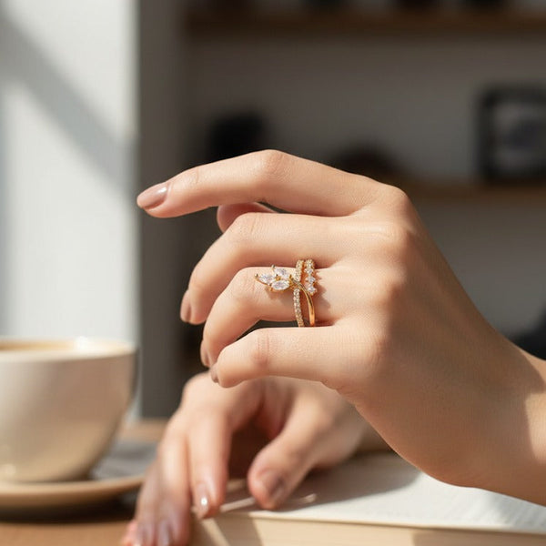 "Refined Radiance: The Sculpted Marquise Ring"