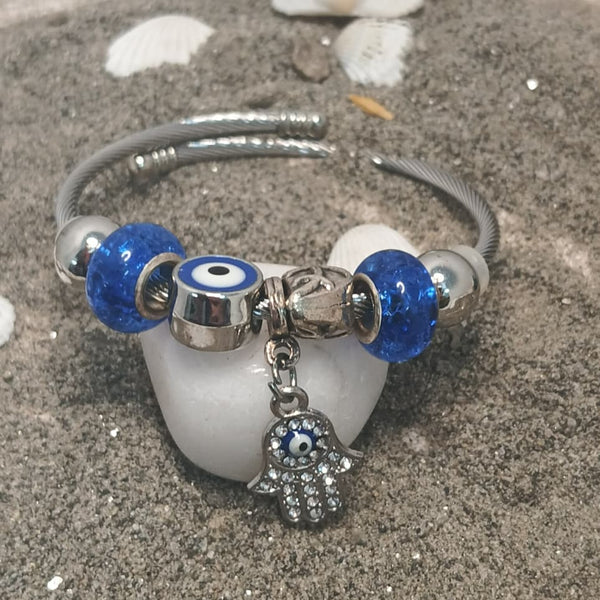 Evil Eye & Hamsa Protection Charm Bangle