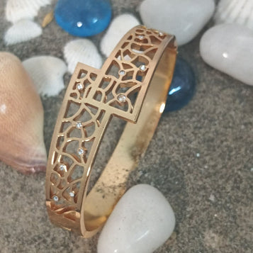 Golden Hour Geometric Cuff Bangle