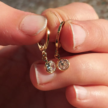 Solitaire Drop Huggie Earrings