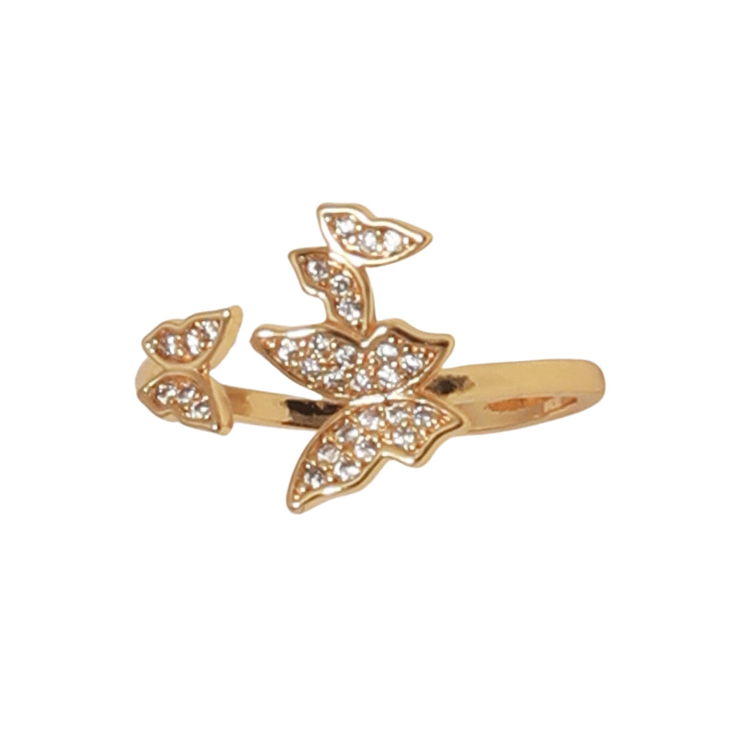 Charming Gold Plated Adjustable Butterfly Ring